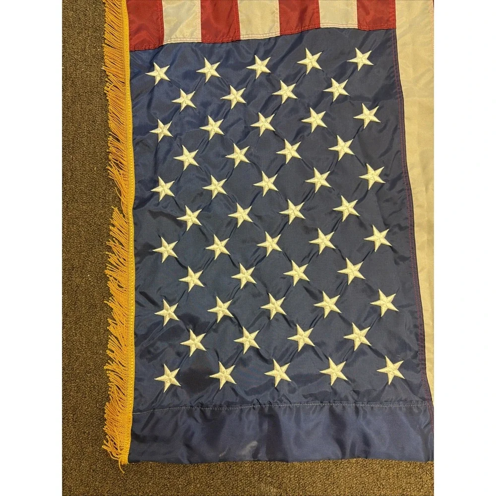 Vintage Annin Colonial Nyl-glo American Flag Gold Fringe Trim Military‎ 3x5